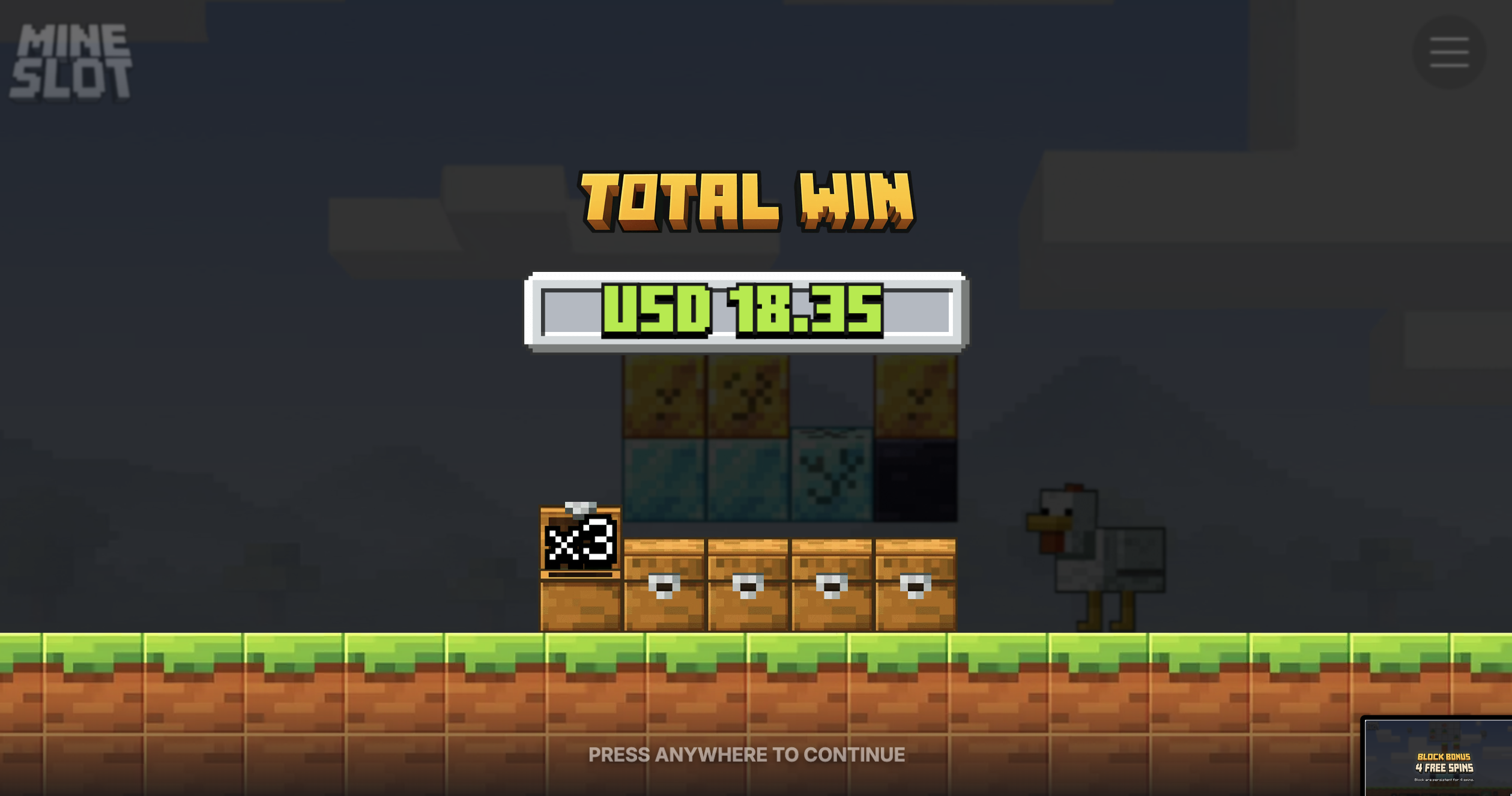 Большой выигрыш в Mine Slot